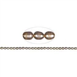 141840414274 Hebra de perla de agua dulce, grano de arroz, amarillo-verde (te&#xF1;ida), 06-07mm | Marco Schreier