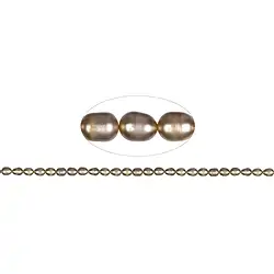 141840414274 Rang de collier grain de riz, perle d'eau douce, jaune-vert (teintée), 06-07mm | Marco Schreier