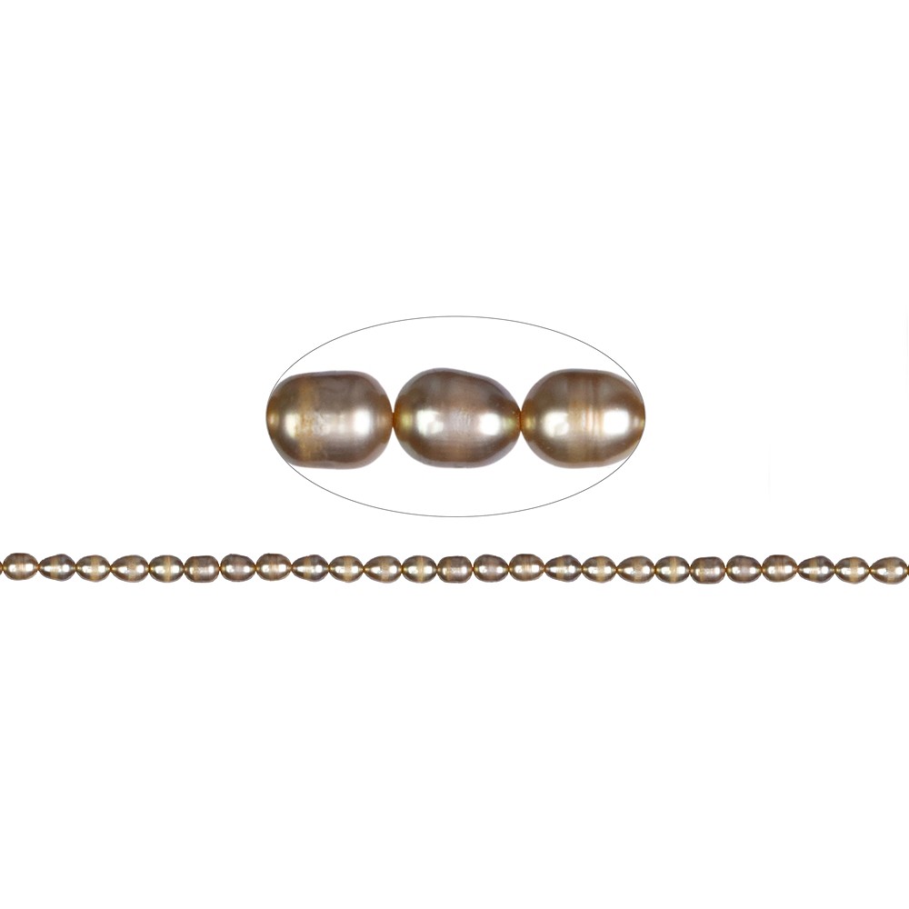 Strang Reiskorn, Süßwasser-Perle, gelbgrün (gef.), 06-07mm | Marco Schreier