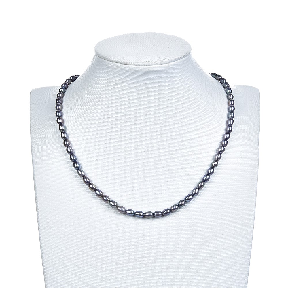 Filo di perle d&#x27;acqua dolce a grani di riso, color petrolio (tinte), 06-07 x 04-05 mm | Marco Schreier