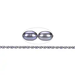 141840414354 Collar de perlas de agua dulce, grano de arroz, violeta petróleo (teñidas), 06-07mm | Marco Schreier
