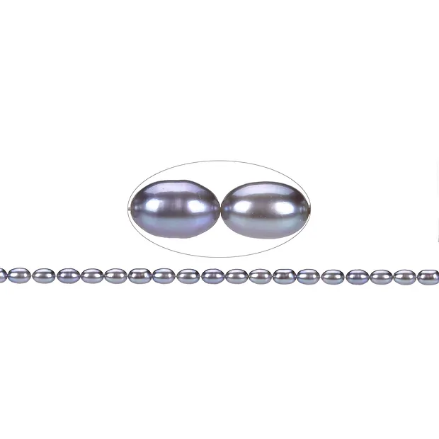 Rang de collier grain de riz, perle d'eau douce, pétrole violet (teintée), 06-07mm | Marco Schreier
