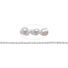 Filo di perle d'acqua dolce a grani di riso, bianco-crema, 04 x 02,5-03 mm | Marco Schreier