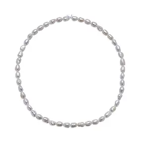 Rang de colliers grain de riz, perle d'eau douce, blanc-crème, 07 x 05mm (39cm) | Marco Schreier