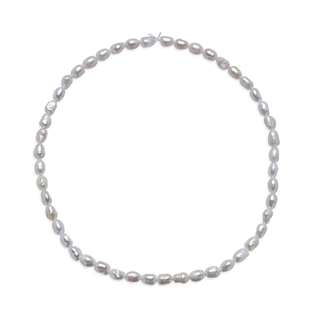 Collar de perlas de agua dulce en grano de arroz, color blanco-crema, 07 x 05mm (39cm) | Marco Schreier