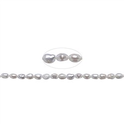 141840417014 Collar de perlas de agua dulce en grano de arroz, color blanco-crema, 07 x 05mm (39cm) | Marco Schreier