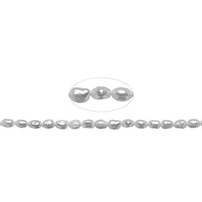 Rang de colliers grain de riz, perle d'eau douce, blanc-crème, 07 x 05mm (39cm) | Marco Schreier