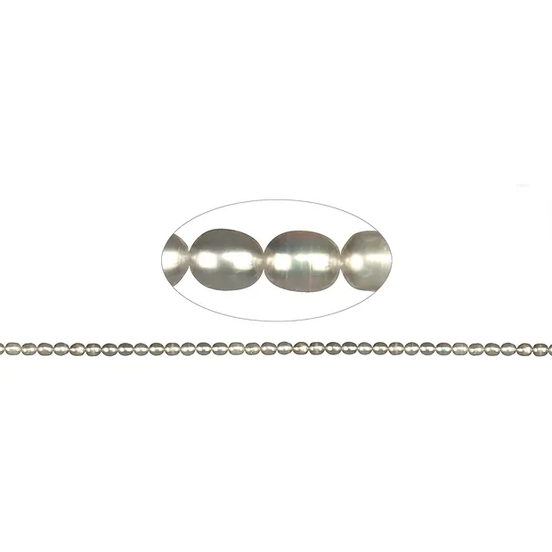 Rang de colliers grain de riz, perle d'eau douce, blanc-crème, 06 x 04-05mm | Marco Schreier