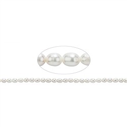 141840500520 Rang de colliers grain de riz, perle d'eau douce, blanc-crème, 06mm | Marco Schreier