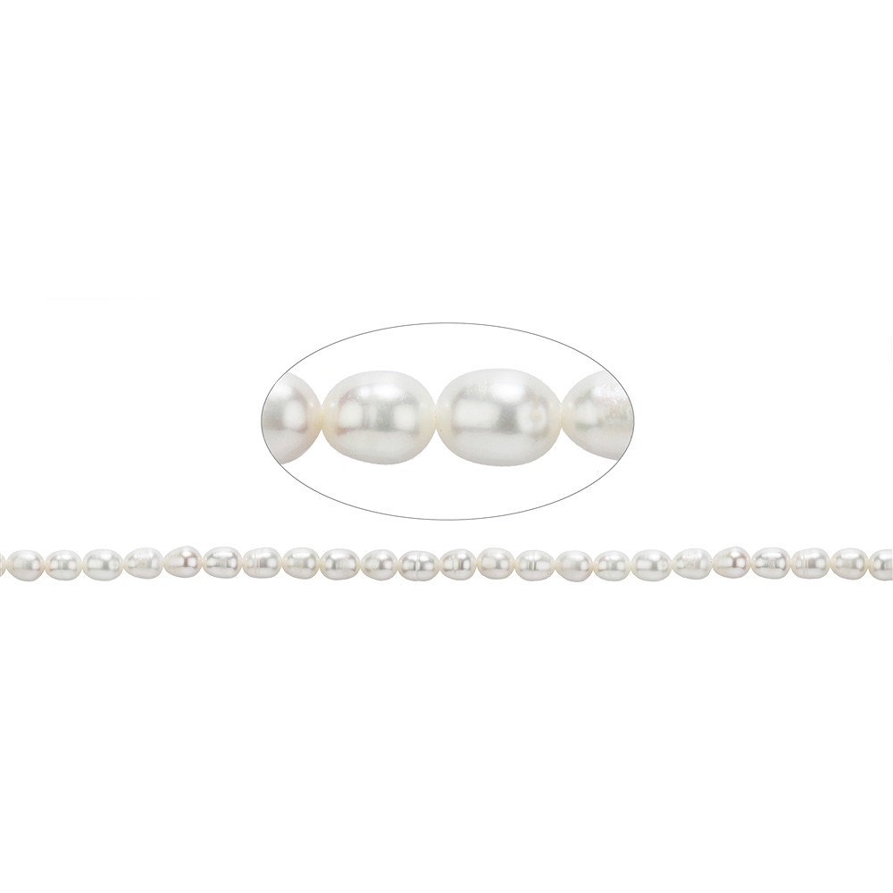 Collar de perlas de agua dulce en grano de arroz, blanco crema, 06mm | Marco Schreier
