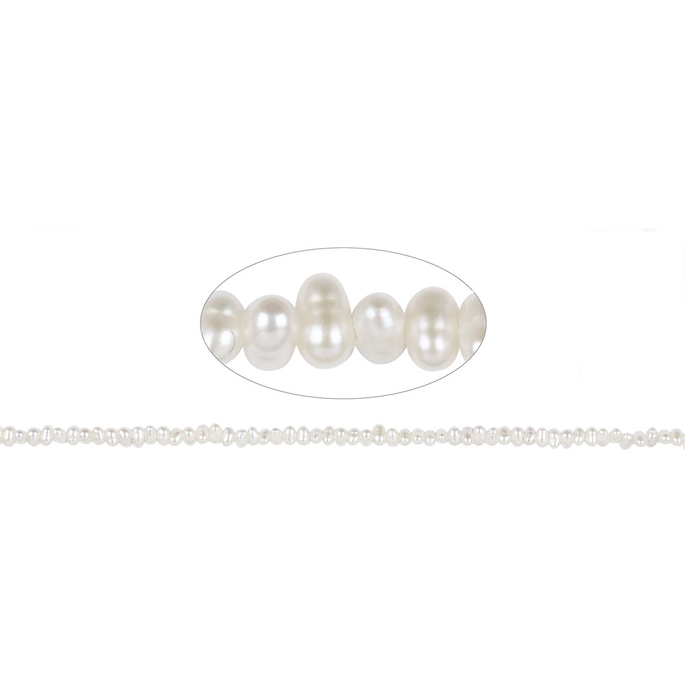 Collar botón/freeform, perla agua dulce A, blanca, 02-03mm | Marco Schreier