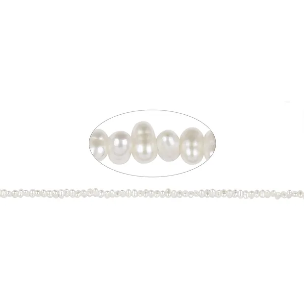 Button/freeform strand, freshwater pearl A, white, 02-03mm | Marco Schreier