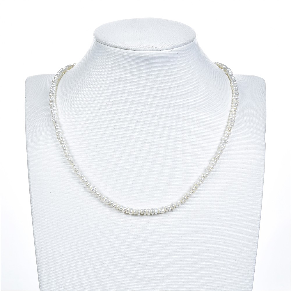 Rang de colliers Boutons, perle d'eau douce AB, blanc, 02-03 x 03-04mm | Marco Schreier