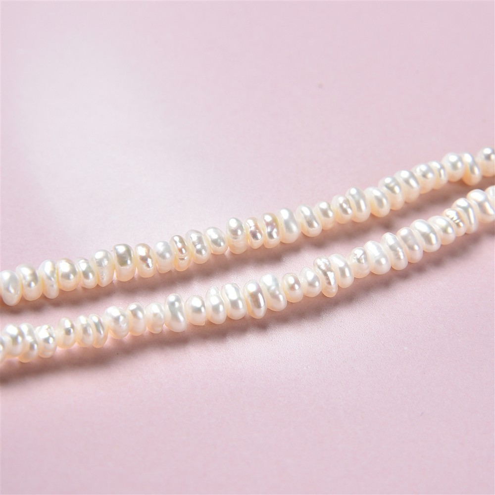 Rang de colliers Boutons, perle d'eau douce AB, blanc, 02-03 x 03-04mm | Marco Schreier