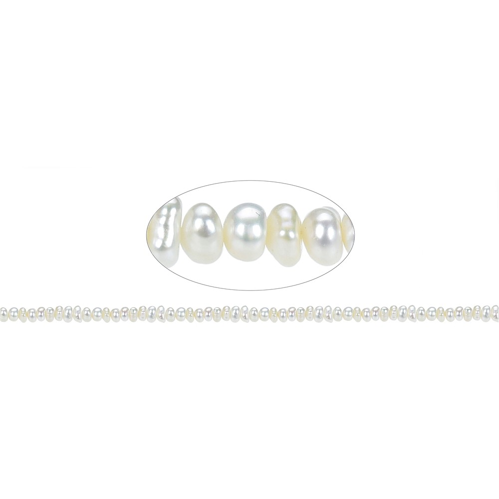 Rang de colliers Boutons, perle d'eau douce AB, blanc, 02-03 x 03-04mm | Marco Schreier