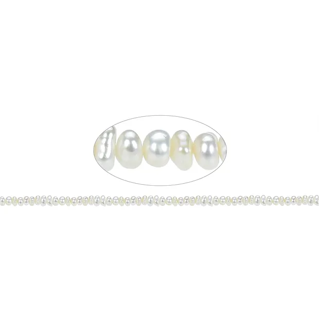 Collar de botones, perla de agua dulce AB, blanca, 02-03 x 03-04mm | Marco Schreier