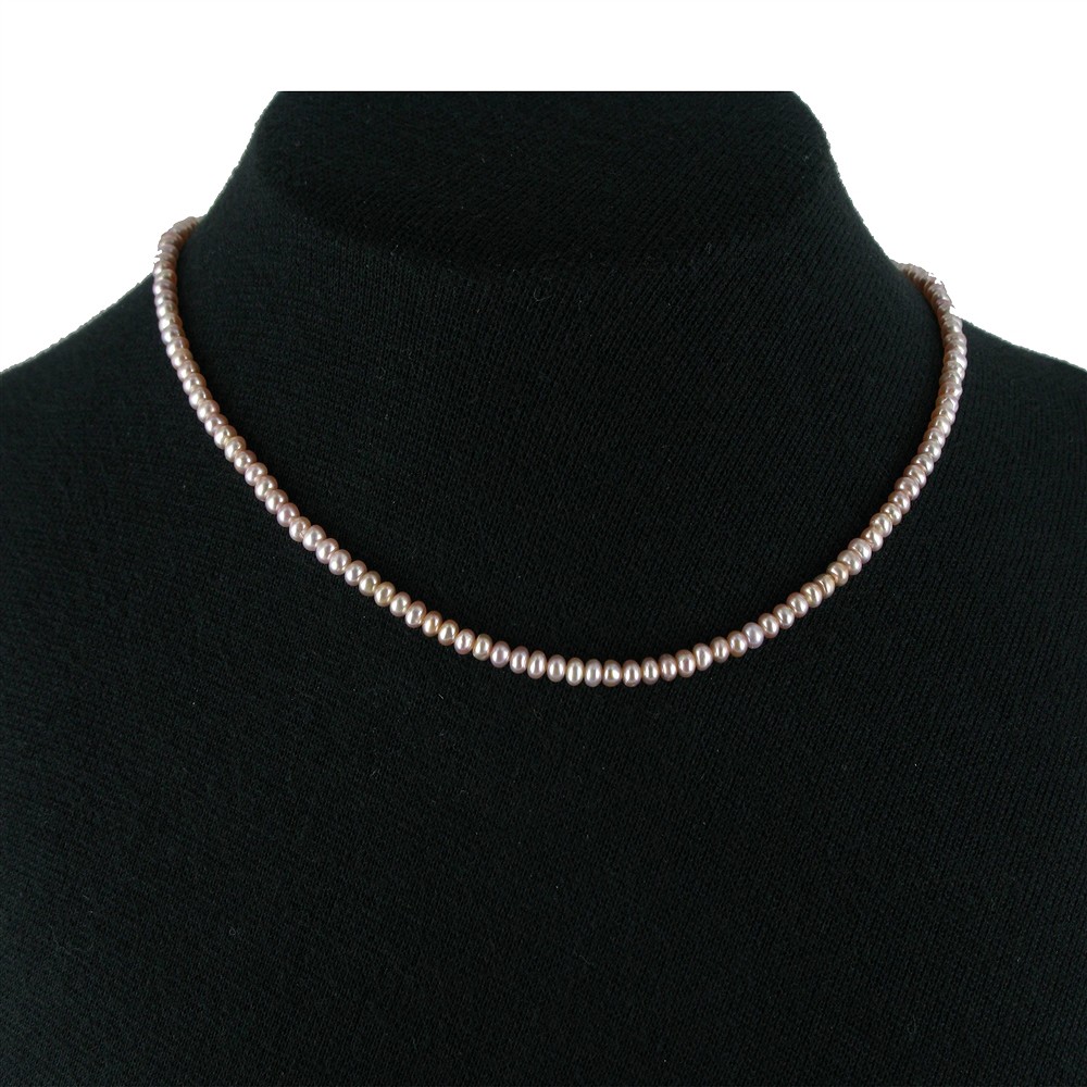 Strang Button, Süßwasser-Perle A, violett hell (gef.), 03-04mm | Marco Schreier