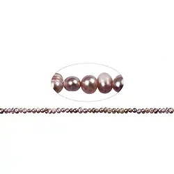 141840502114 Button strand, freshwater pearl A, light violet (dyed), 03-04mm | Marco Schreier