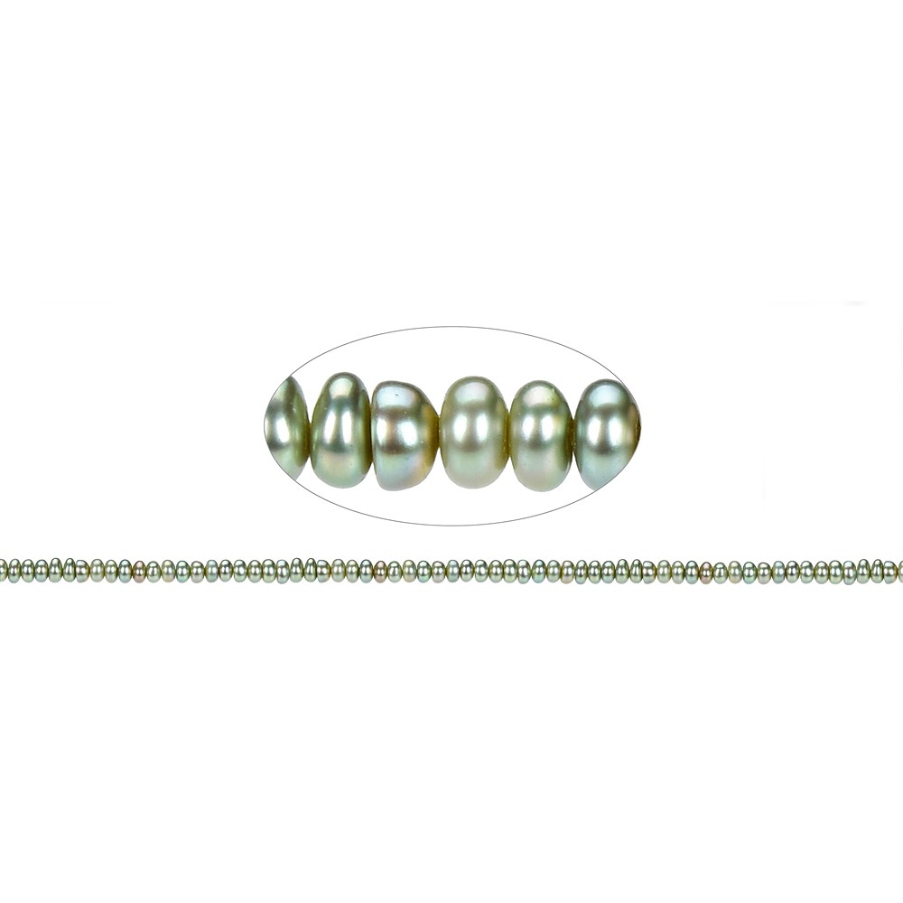 Button strand, freshwater pearl green (dyed), 02 x 03-04mm | Marco Schreier
