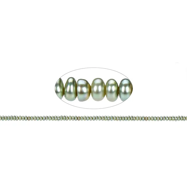 Rang de collier Boutons, perle d'eau douce verte (teintée), 02 x 03-04mm | Marco Schreier