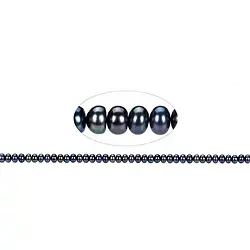 141840505365 Strang Button, Süßwasser-Perle A, petrol (gef.), 04 x 06-07mm | Marco Schreier