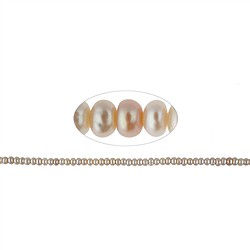 141840510094 Strang Button, Süßwasser-Perle, lachs (natur), 03 - 04 x 04mm (36cm) | Marco Schreier