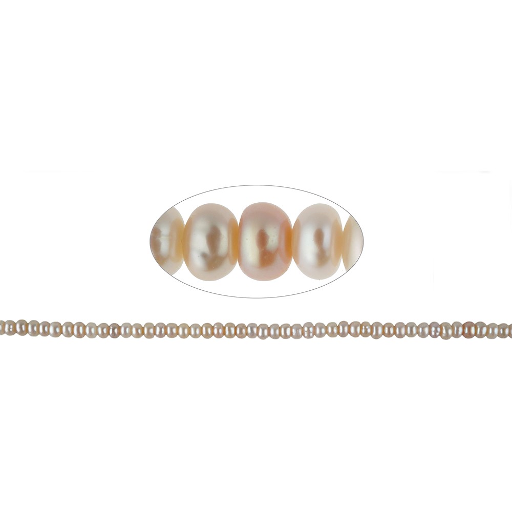 Strang Button, Süßwasser-Perle, lachs (natur), 03 - 04 x 04mm (36cm) | Marco Schreier