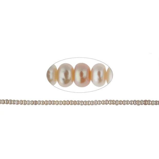 Strang Button, Süßwasser-Perle, lachs (natur), 03 - 04 x 04mm (36cm) | Marco Schreier