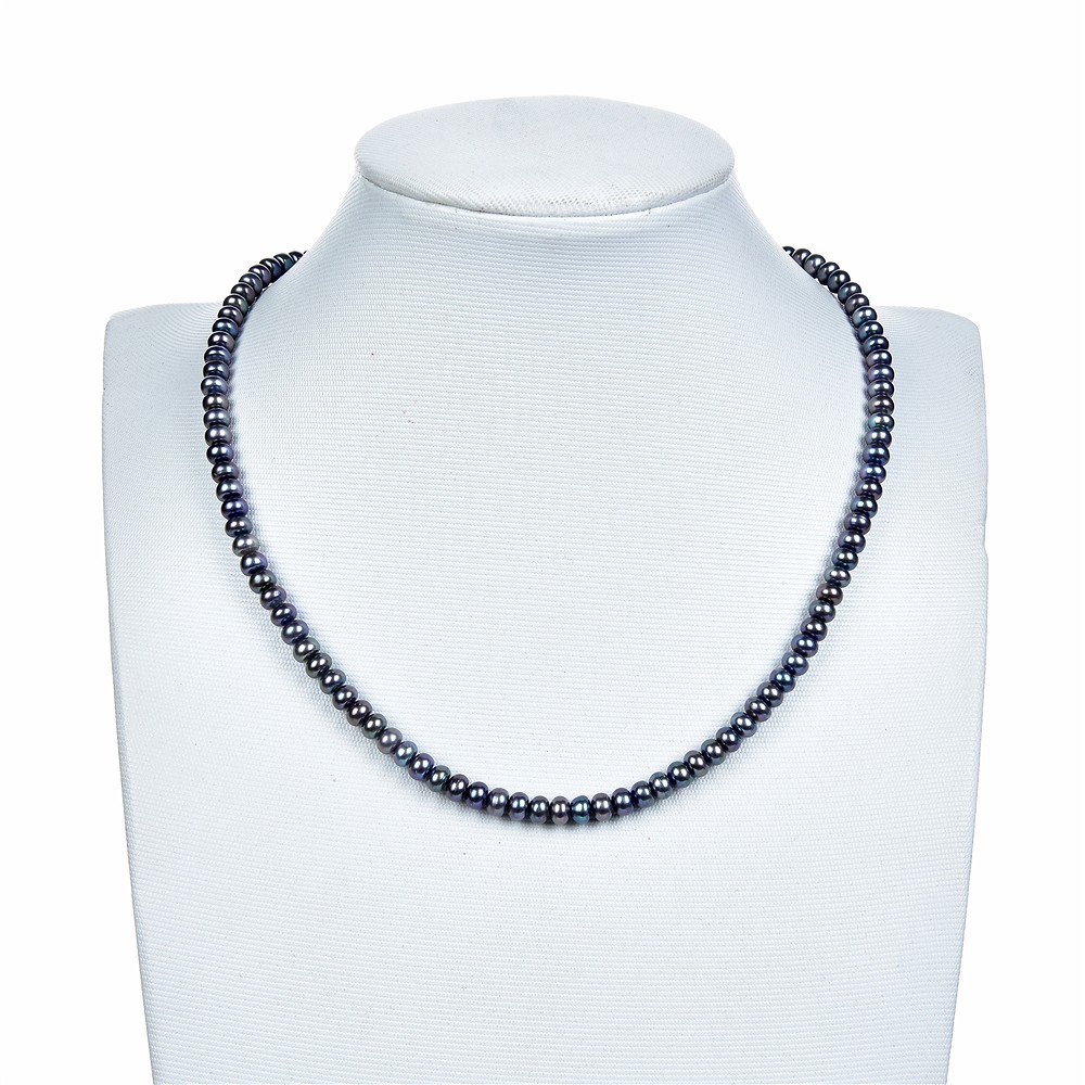 Filo di bottoni, perla d'acqua dolce petrolio (tinta), 03 x 05-06 mm | Marco Schreier