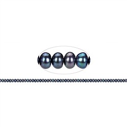 141840511365 Filo di bottoni, perla d&#x27;acqua dolce petrolio (tinta), 03 x 05-06 mm | Marco Schreier