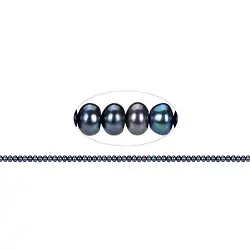 141840511365 Strang Button, Süßwasser-Perle petrol (gef.), 03 x 05-06mm | Marco Schreier