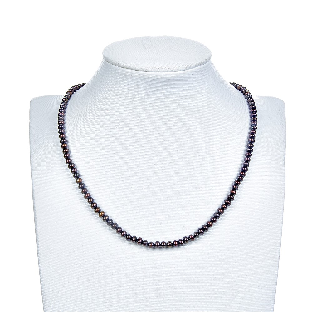 Rang de colliers Boutons, perle d'eau douce, pétrole-brun (teintée), 03 x 04-05mm | Marco Schreier