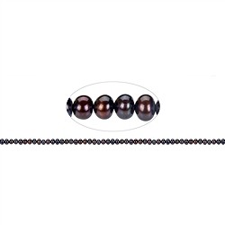 141840511394 Strang Button, Süßwasser-Perle, petrol-braun (gef.), 03 x 04-05mm | Marco Schreier