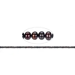 141840511394 Strang Button, Süßwasser-Perle, petrol-braun (gef.), 03 x 04-05mm | Marco Schreier