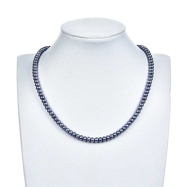 Collar Keshi, perla de agua dulce azul-gris (teñida), 05-06mm | Marco Schreier