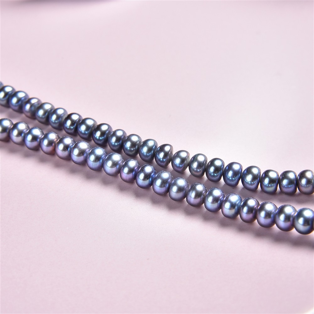 Strang Keshi, Süßwasser-Perle blau-grau (gef.), 05-06mm | Marco Schreier