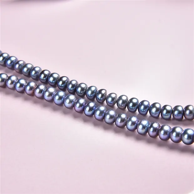 Collar Keshi, perla de agua dulce azul-gris (teñida), 05-06mm | Marco Schreier