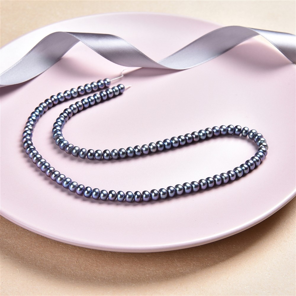 Strang Keshi, Süßwasser-Perle blau-grau (gef.), 05-06mm | Marco Schreier