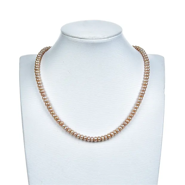 Collar de botones, perla de agua dulce salmón (natural), 03-04 x 05-06mm | Marco Schreier