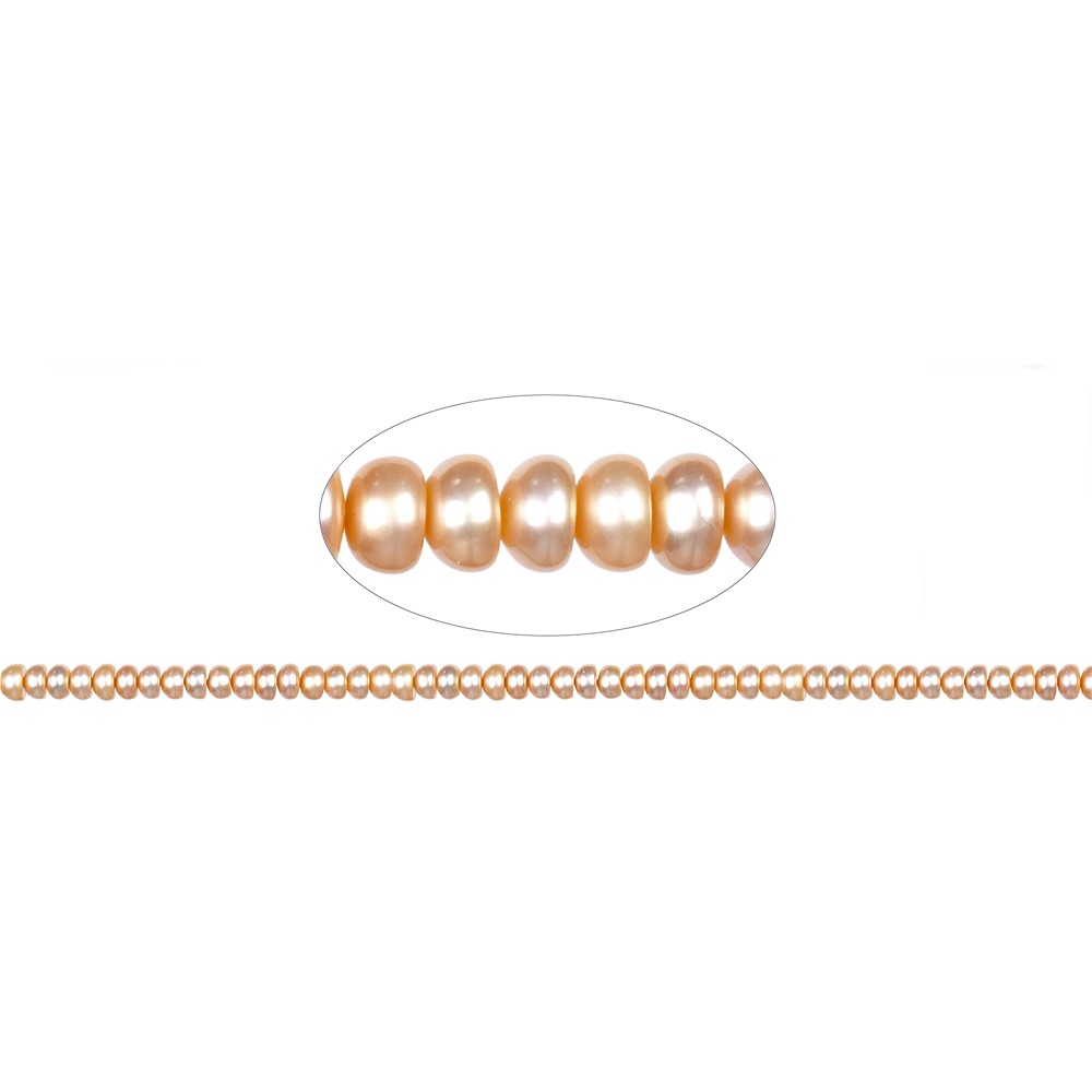 Filo di bottoni, perla d'acqua dolce salmone (naturale), 03-04 x 05-06 mm | Marco Schreier