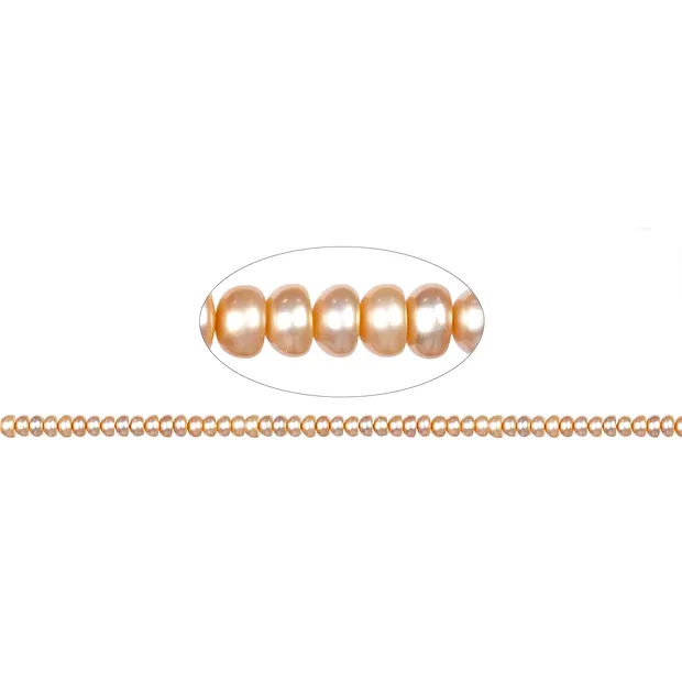 Collar de botones, perla de agua dulce salmón (natural), 03-04 x 05-06mm | Marco Schreier