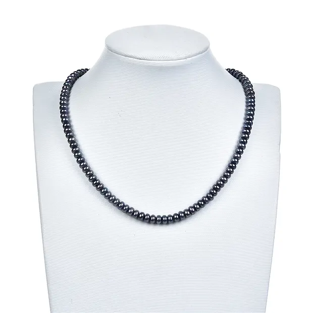 Collar de botones, perla de agua dulce petróleo (teñida), 03-04 x 05-06mm | Marco Schreier