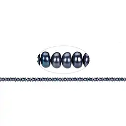 141840512365 Rang de colliers Boutons, perle d'eau douce pétrole (teintée), 03-04 x 05-06mm | Marco Schreier