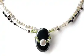 Collar Keshi, perla de agua dulce, blanco-crema, 08,5mm | Marco Schreier