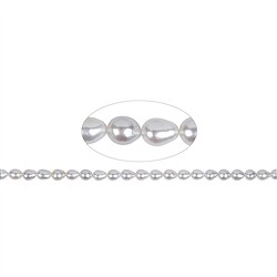 141840611044 Rang de colliers goutte, perle d'eau douce, blanc-crème, 08 x 06,5mm | Marco Schreier