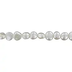 141841007043 Rang de colliers Freeform plat, perle d'eau douce AB, blanc-crème, 08-09mm | Marco Schreier