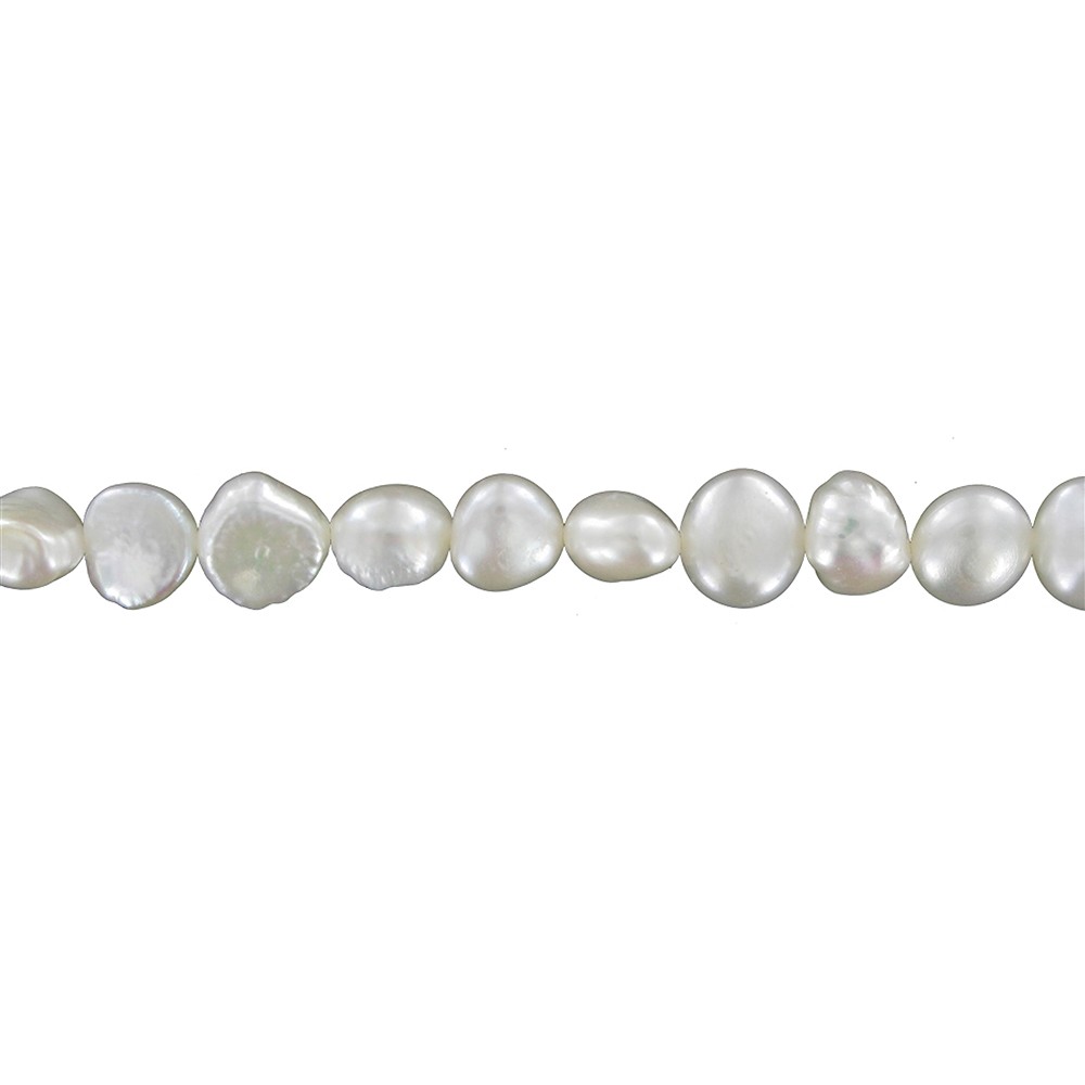 strand freeform flat, freshwater pearl AB, white-cream, 08-09mm | Marco Schreier