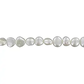 strand freeform flat, freshwater pearl AB, white-cream, 08-09mm | Marco Schreier