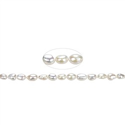 141841008043 Strang Freeform flach, Süßwasser-Perle AB, weiß-creme (natur), 09-10mm | Marco Schreier