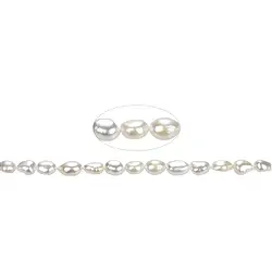 141841008043 Collar de perlas planas de agua dulce AB, blanco-crema (naturales), 09-10mm | Marco Schreier